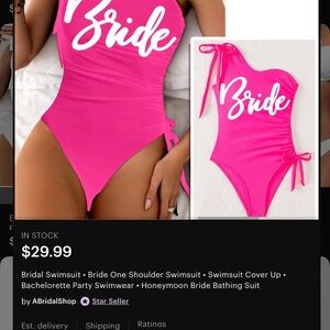Pink One-Shoulder Bride Swimsuit - size L (NWT)